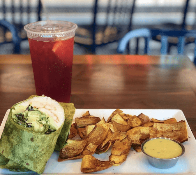Dive wrap and plantain chips.