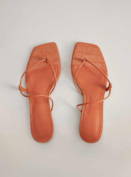 MANGO Orange Flat Croc Sandal ($27)