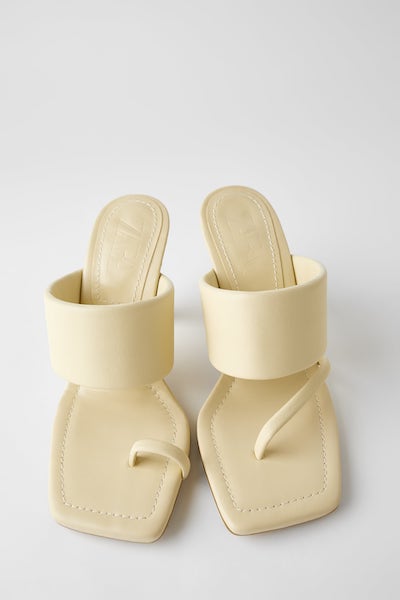 Heeled Leather Sandals with Padded Strap