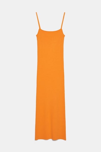 Zara Orange Ribbed Dress