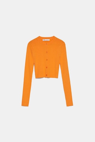 Zara Orange Cropped Sweater