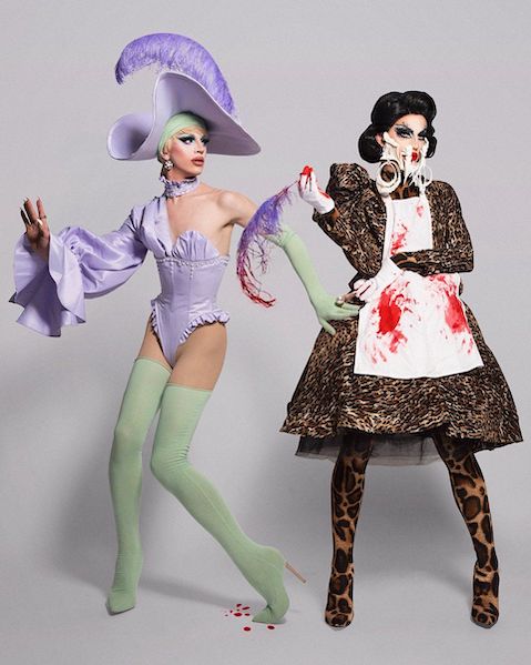 Season 10&squot;s Aquaria serves two looks for the "Evil Twin"-themed runway.