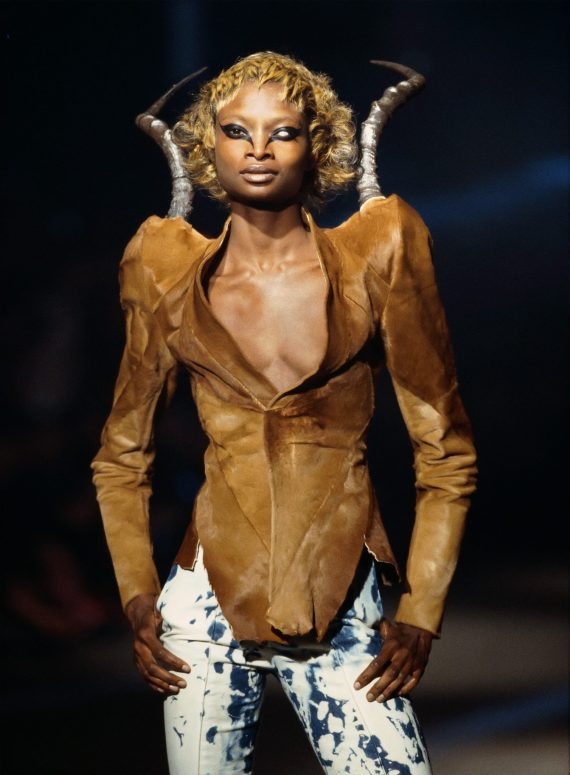 A model walks in the designer&squot;s Fall/Winter 1997 show, "It&squot;s a Jungle Out There."