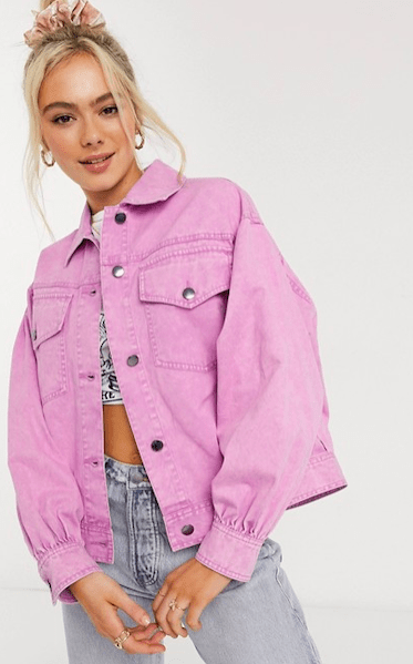 ASOS DESIGN oversized acid washed jacket in Pink from ASOS ($64)