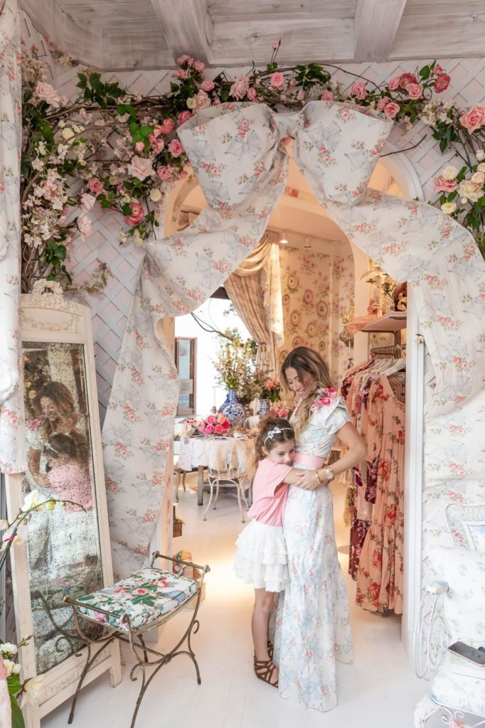 Founder Rebecca Cohen with her daughter inside the new LoveShackFancy boutique in Highland Park Village.