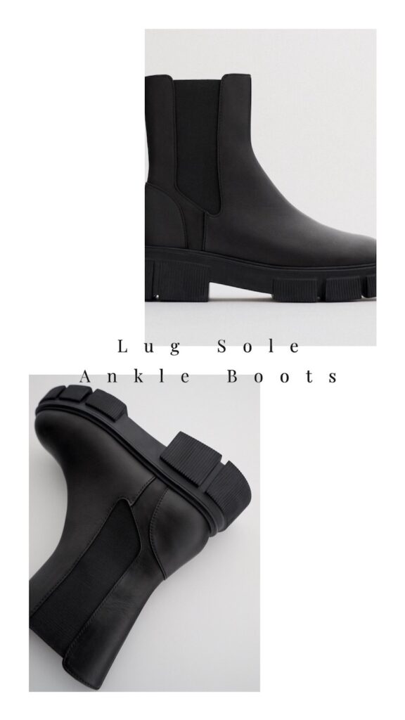 Lug Sole Low Heel Leather Ankle Boots = $119.00