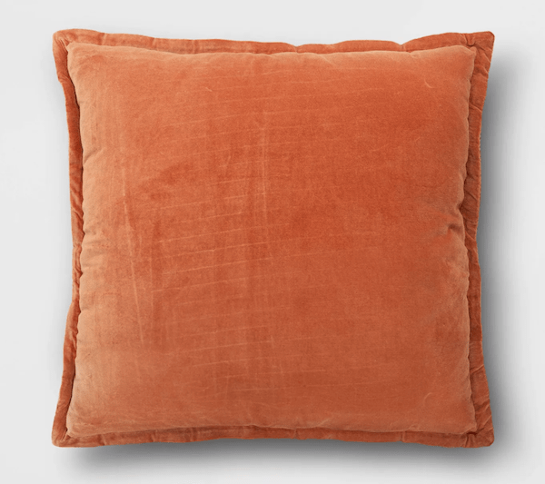 Autumn orange velvet pillow from Target