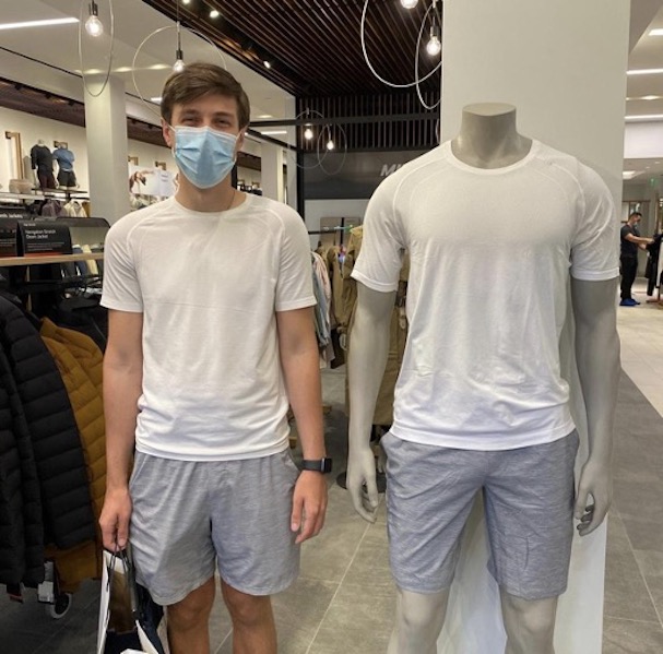 "Unintentionally matching the mannequin at the lululemon Northpark store."