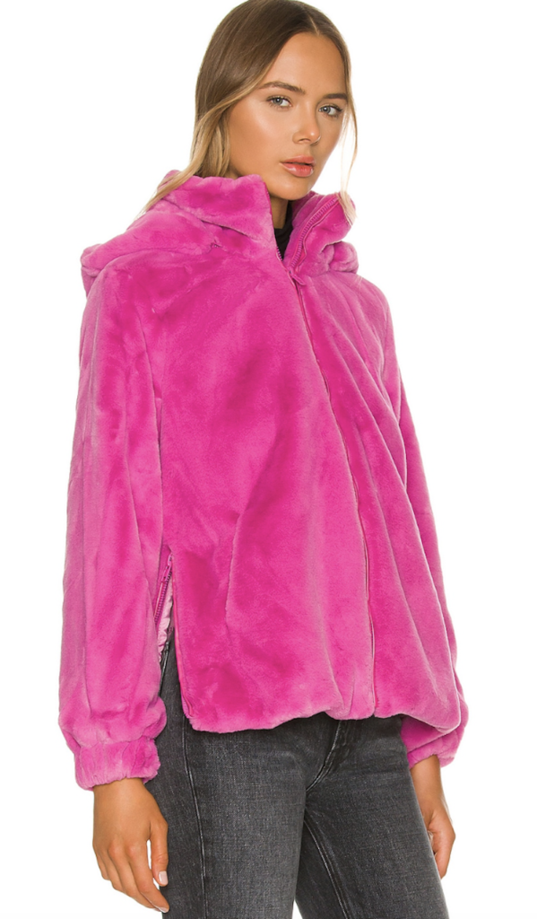 Apparis Oversized Faux Fur Jacket with Detachable Hood - $320