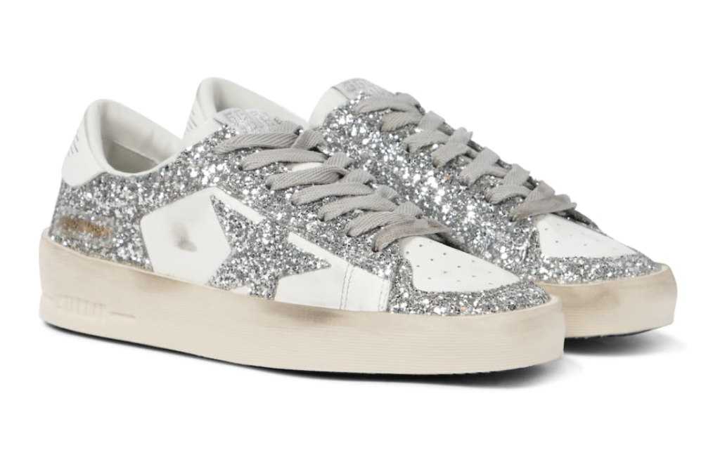 Stardan leather and glitter sneakers are sure to make a statement.